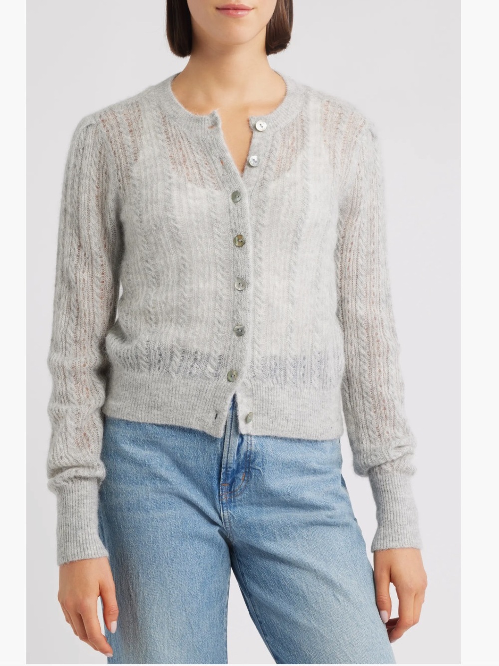 NEW Madewell Pointelle-Stitch Cardigan in Alpaca Blend Size Medium - Picture 2 of 8